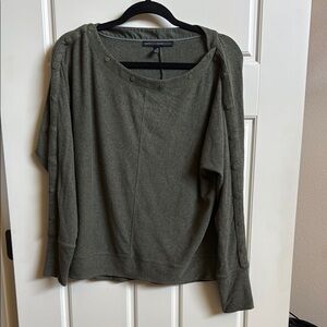 White House Black Market Olive Button-Accent Sweatshirt